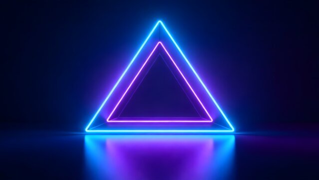 Neon glowing triangle on dark background