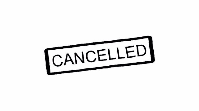 Cancelled rubber stamp animation on a transparent background, Cancelled stamp effect animation with alpha channel