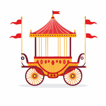 Vintage Circus Wagon with Flags