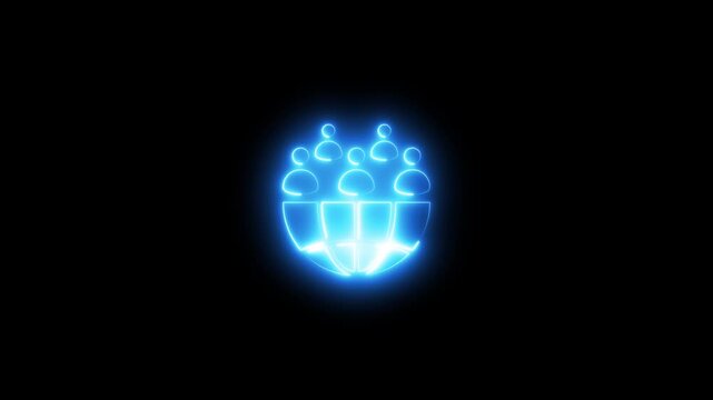 Glowing Blue Bear Paw Neon Sign Isolated on Black Background