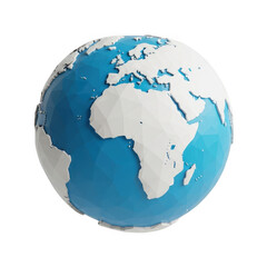 Fototapeta premium Detailed earth globe showing continents and oceans isolated on transparent background