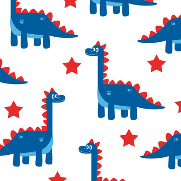 brontosaurus dinosaur seamless pattern vector cartoon design for kids apparel
