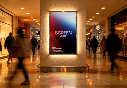 Mall Screen Mockup &ndash; Indoor Branding Presentation (PSD)