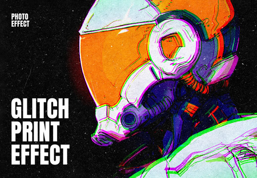 Glitch Print Photo Effect &ndash; Glitching for Album Cover & Social Media (PSD)