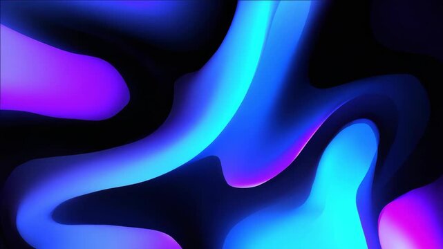 A flowing abstract sculpture with vibrant blue and purple neon lights, creating a dynamic and mesmerizing visual effect.