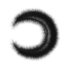 Fuzzy crescent moon illustration with soft hairy texture and fiber detail © Okvian