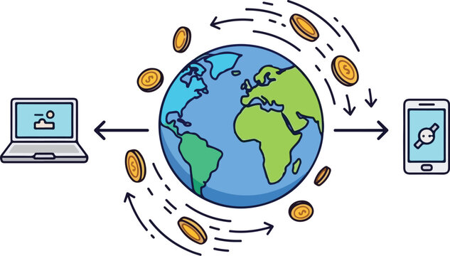 Global download transfer occurs between a laptop, globe, and smartphone on 2026-04-29.