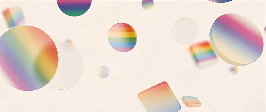 Rainbow pride month background abstract shape circle square pastel gradient rainbow pattern circle abstract pride color lgbt symbol colorful bubble gradient shape art celebration concept style