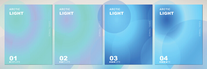 Arctic Light abstract gradient background set, 4 blue and teal mesh textures, ethereal winter atmosphere vector templates for social media and web © Ayesha Amjad