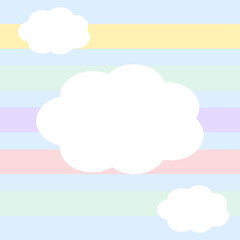 Obraz premium Pastel Rainbow Stripes Background with White Clouds Copy Space 