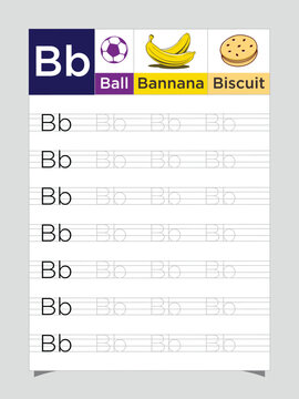 Letter B worksheet for kids, tracing uppercase lowercase, B for Bear printable preschool handwriting practice sheet