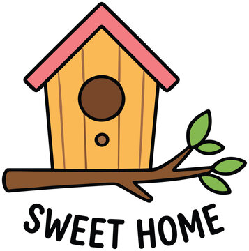 cute cartoon doodle sweet home spring funny quote