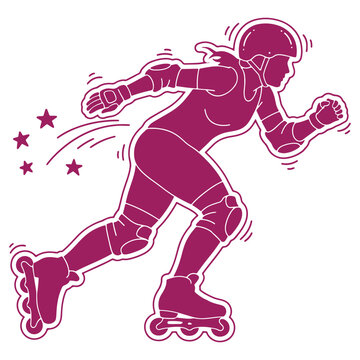 Dynamic Roller Skater in Action Silhouette Illustration for Sports and Fitness Design