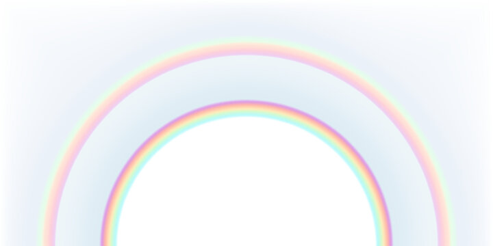 Semi transparent double rainbow isolated on white. Realistic vector illustration with gradient mesh.