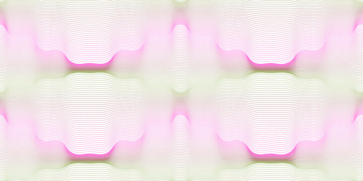Seamless bg with guilloche pattern, a texture of green and pink wavy lines, and a moir&eacute; effect. Vector pattern to protect banknotes, diplomas, certificates, vouchers, checks, and tickets from copying.