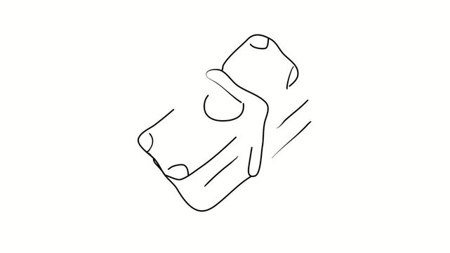 A large sum of money, a wad of dollar bills. Contour drawing, silhouett animation. Continuous line. Isolated on white. Video 4k object illustration self-drawing. Object construction. Minimalist contin