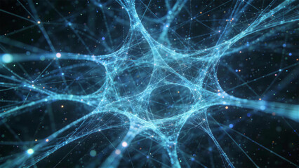 Fototapeta premium Neural Network in Cosmos: A stunning visual representation of a neural network, a complex web of interconnected nodes and synapses, set against the backdrop of the cosmos.