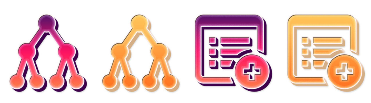 3D crystal icon set - a ctive director y and add pro perty. Programming icon collection and design. 3D illustration on transparent background. Clean transparent background design.