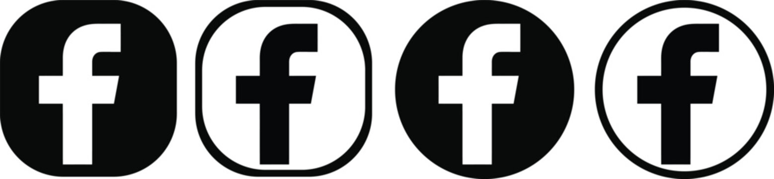 Facebook letter f icons in rounded square frames black and white social media symbols collection minimalist design style