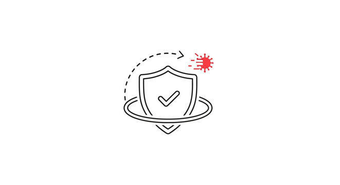 Protection shield with check mark deflecting threat.