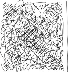 Obraz premium Minimal doodle illustration showing a chaotic tangle of scribbles on one side with empty space on the other