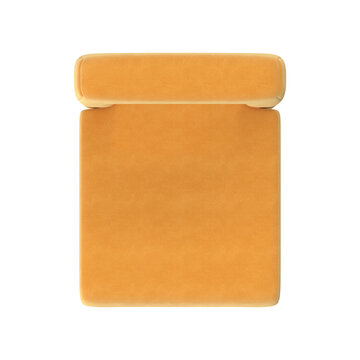 Chunky Upholstered Dining Chair in Mustard Yellow Velvet Top View on White Background