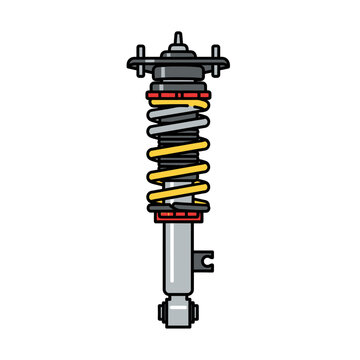Automotive Coilover Suspension Shock Absorber - Modern Car Part Illustration