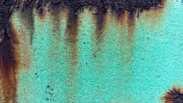 Rough Rust Pattern Bright Turquoise Oxidized Steel.