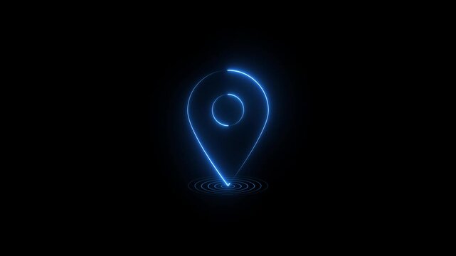 location glowing neon icon fast tracking map pin icon.