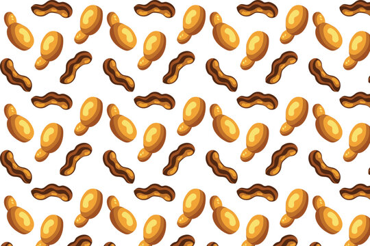 This seamless peanut pattern features cute cartoon - style nut shapes in warm earthy tones . 