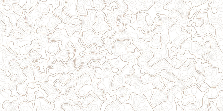 Topographic map design with brown contour lines on white background