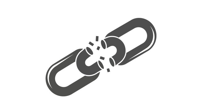 Broken Chain Link Symbol, Symbolizing Disconnection and Weakness