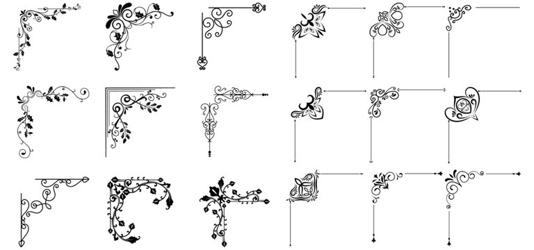 Vector illustration of decorative frame corner set. Vintage corner set. vector frame corners
