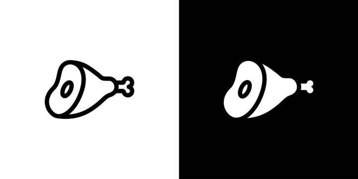 Roast Mutton icon concept with flat Black White Background. Vector illustration.