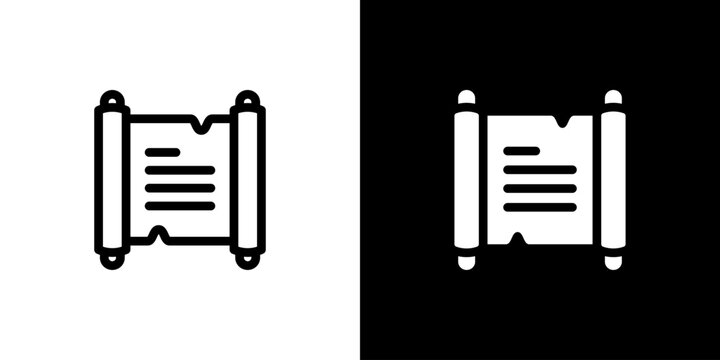 Ancient Scroll icon concept with flat Black White Background. Vector illustration.