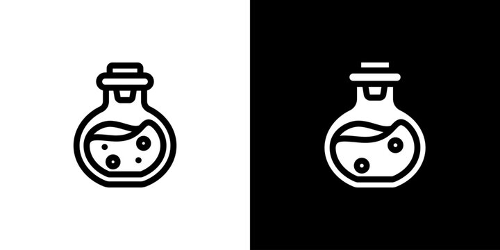 Magic Potion icon concept with flat Black White Background. Vector illustration.