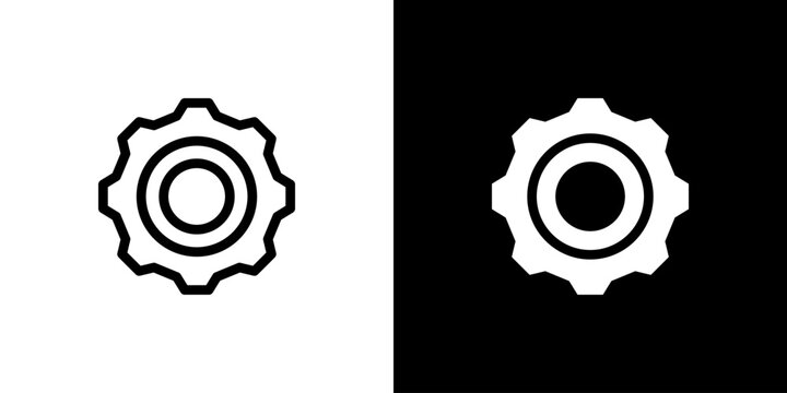 Metal Gear icon concept with flat Black White Background. Vector illustration.