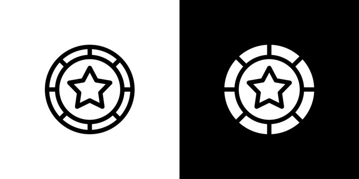 Star Coin icon concept with flat Black White Background. Vector illustration.