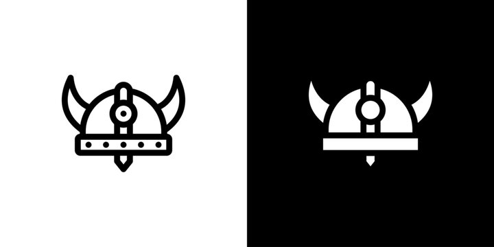 Viking Helmet icon concept with flat Black White Background. Vector illustration.