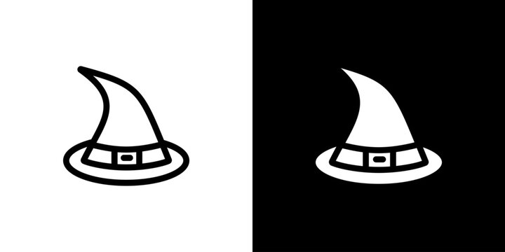 Witch Hat icon concept with flat Black White Background. Vector illustration.