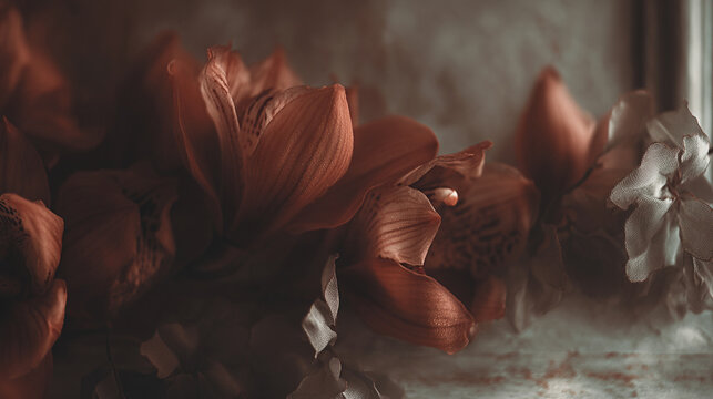 Close-up of dramatic dark red amaryllis flowers amaryllis beautiful decorative