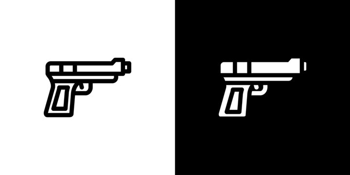 Handgun Firearm icon concept with flat Black White Background. Vector illustration.