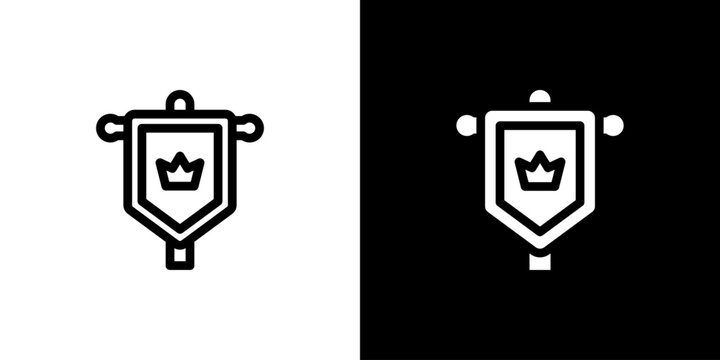 Kingdom Flag Pole icon concept with flat Black White Background. Vector illustration.