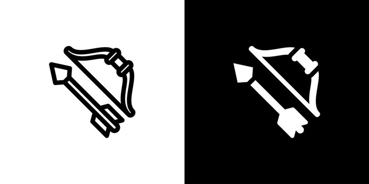 Bow And Arrow icon concept with flat Black White Background. Vector illustration.