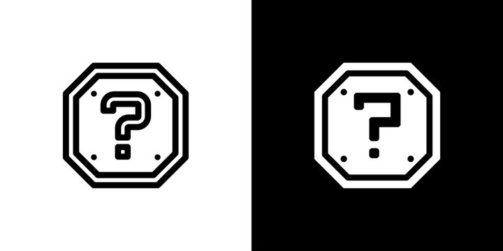 Secret Question Mark icon concept with flat Black White Background. Vector illustration.