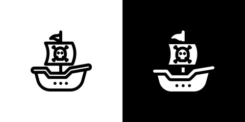 Sailing Ship icon concept with flat Black White Background. Vector illustration. © Redemption_art
