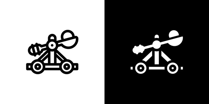 Siege Catapult icon concept with flat Black White Background. Vector illustration.