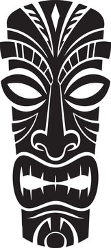 Traditional polynesian tiki mask face illustration