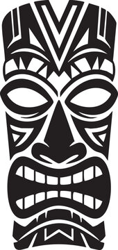Traditional polynesian tiki mask face design