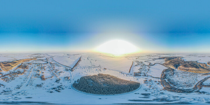 Aerial photography of winter countryside 360